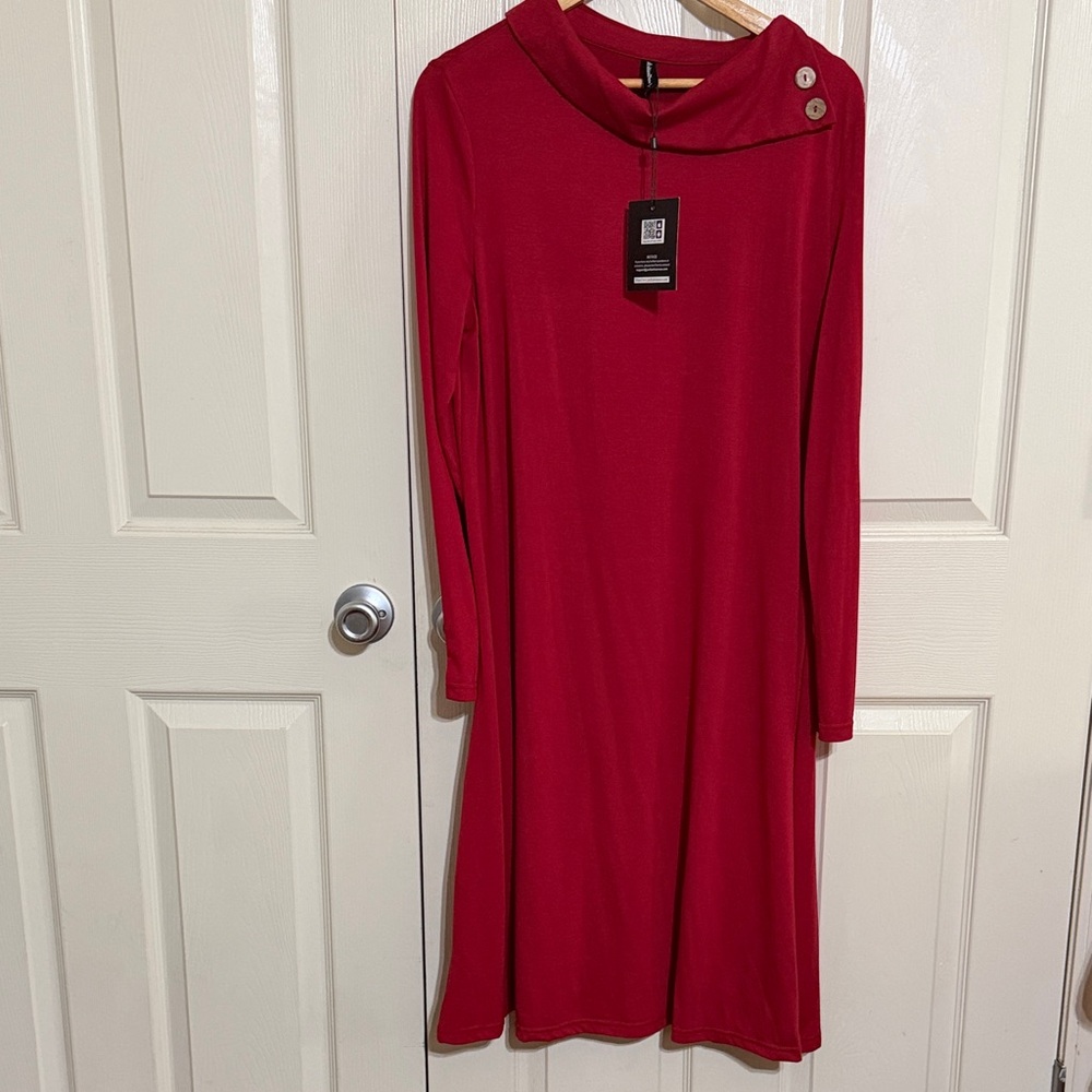 Elegant Red Cowl Neck Dress “Just Fashion Now”